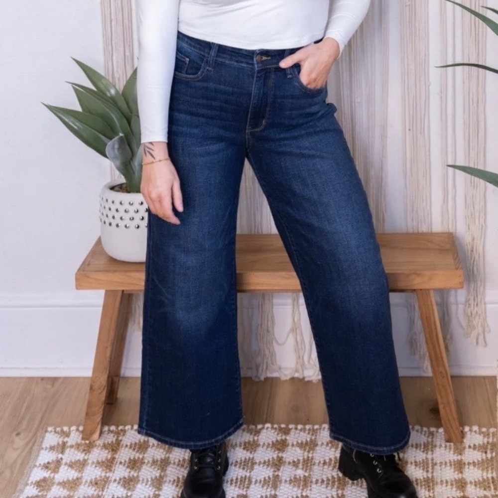 Judy Blue High Rise Ankle Wide Leg Jeans 13/31 Dark Wash JB82693DK Normcore Boho